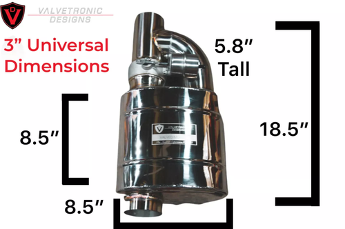 Valvetronic Designs 3.0" Single Inlet/Dual Outlet Valved Mufflers Kit Universal - Foto 2 di 8