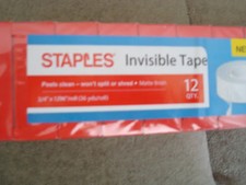 STAPLES INVISIBLE TAPE 12 ROLLS 3/4"