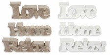 3er Set Schriftzug Holz Love/Relax/Home weiß braun schwarz MDF Buchstaben Deko