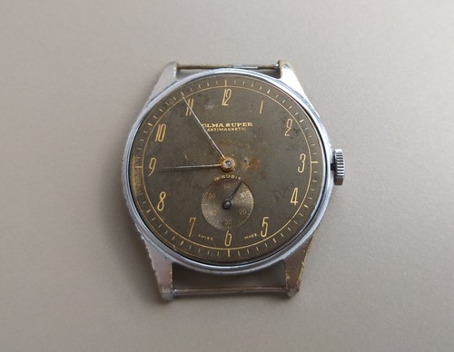 Vintage Olma Super Tropical Black Dial Military Style Watch 35mm - Picture 22 of 22
