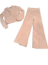 Nasty Gal sweater wide leg lounge pants set - pink- medium - high waisted NEW