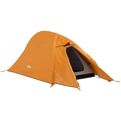 Outsunny Double Layer Hiking Camping Tent for 1-2 Man, 2000mm Waterproof,  Orange UK - Main Image