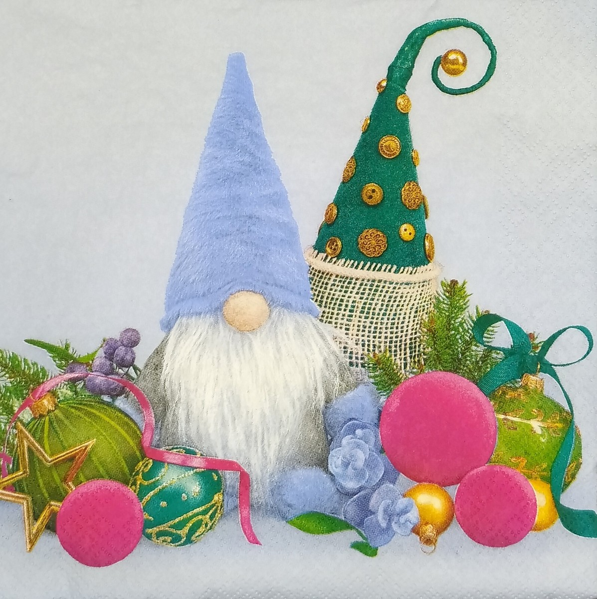 T122# 3x Single Paper Napkins For Decoupage Christmas Tomte