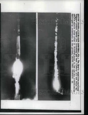 1958 Press Photo Navy Vanguard Rocket Carries Satellite Launch Cape Canaveral FL