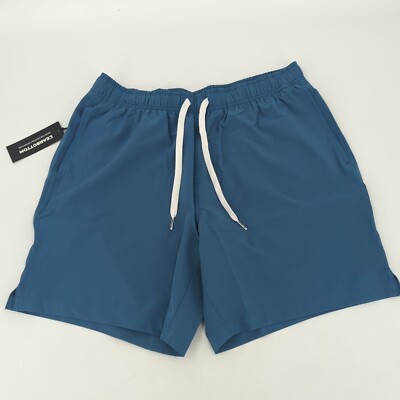 Bear bottom Swim Shorts 7  Size L Steel Blue Water Repellent, Mesh, Pockets