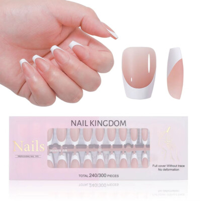 240 Short Ballerina French Press-On Tips dunkel Fullcover Nägel Acrylgel Nails