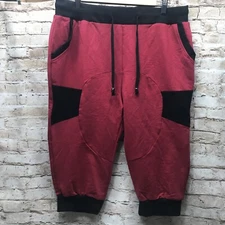 SoEnvy Men'sJogger Sport Short Pants Large Red Black Drawstring Casual Training 