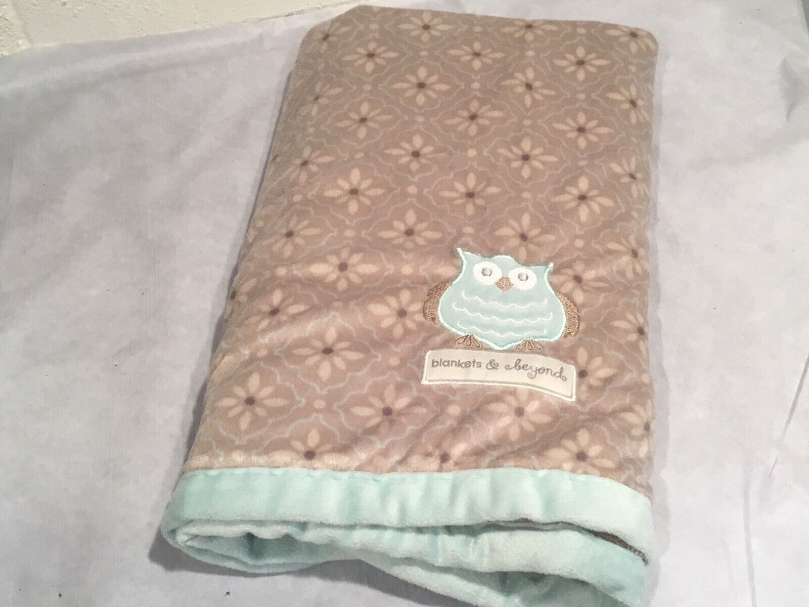 Blankets & Beyond Translated Baby Blanket Security Owl Regular discount Plush Blue Gray Appl