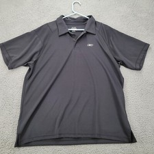 Reebok Shirt Mens Large Black Polo Short Sleeve Golf Logo Raglan Short Sleeve