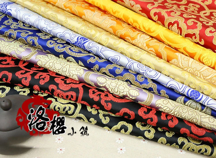 Disfraz Han Chino Jacquard Seda Kimono Brocado Tela Flores Ricas Estilo Grueso Foto 3 de 4