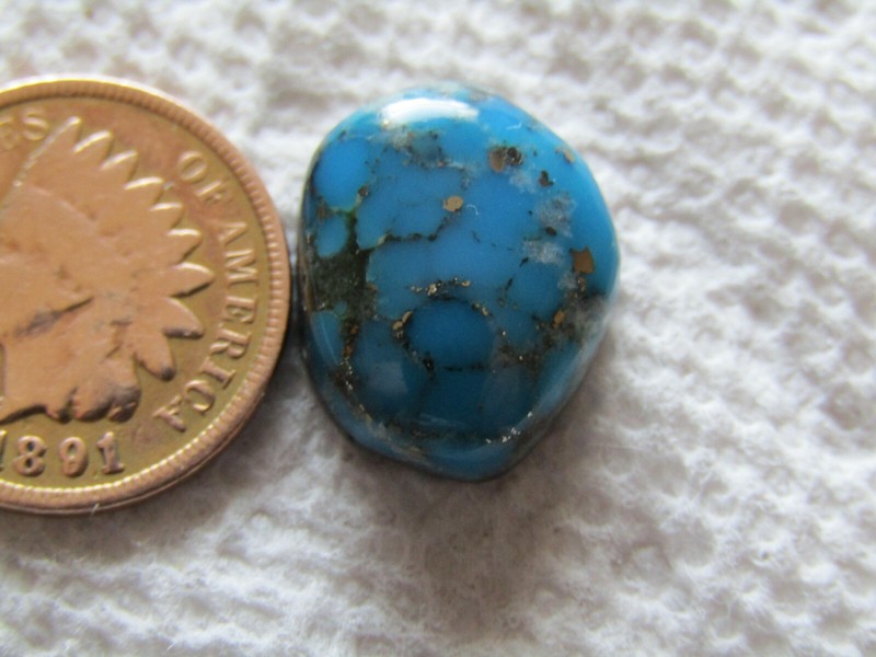 Turquoise Cabochon 11 carat Cab Unknown Origin Web Blue Green Boulder