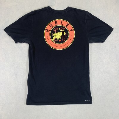 Hurley Nike Dri Fit T Shirt Mens Small Black Short Sleeve Cotton Blend 