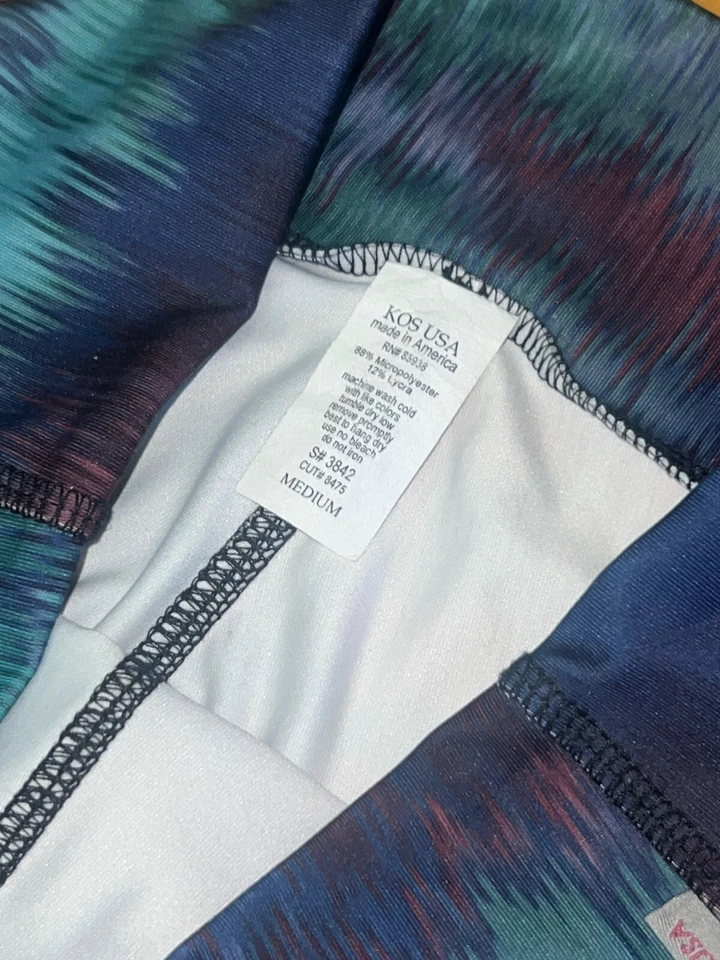 Nuevo KOS EE. UU. Estudio Correr Fitness Yoga Calzas Cortas M Azul Rosa Estampado Foto 3 de 3