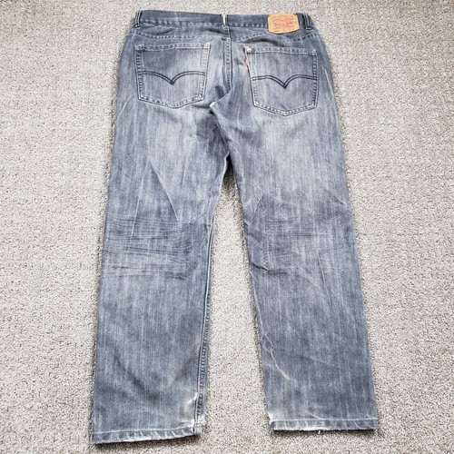 LEVIS 505 Jeans 32x27 Gray Baggy Skater Faded Distressed Y2k Husky Denim Pants - Picture 7 of 15