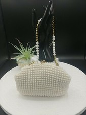 Vintage John Wind Purse/Clutch White Beaded Mid Century Style Made In Hong Kong