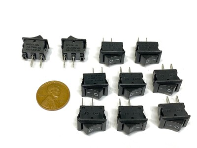10 Pieces Black Rocker switch 15x10mm 2pin 6a small boat on off  mini kdc1 B22