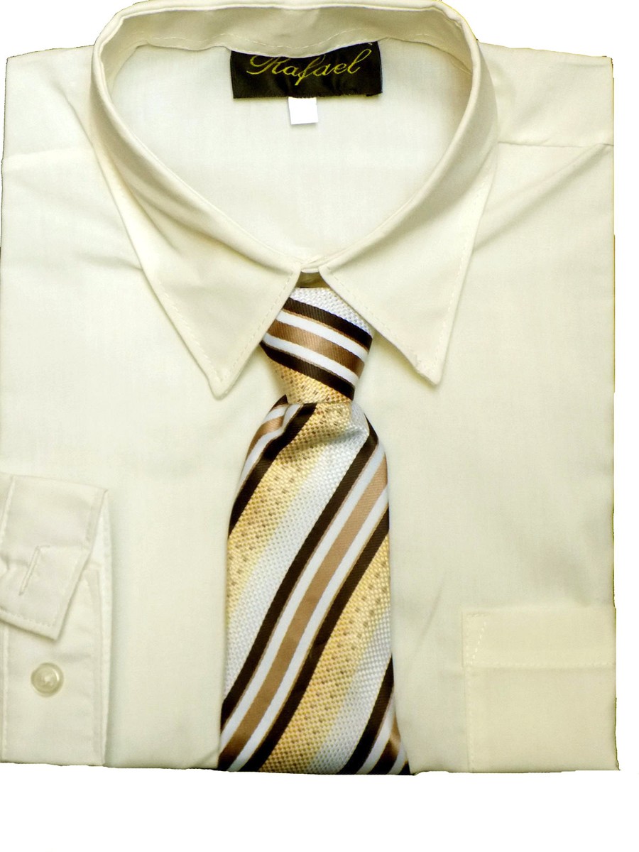 BOYS RECITAL, PARTY, LONG SLEEVE DRESS SHIRT / TIE, IVORY SZ：4T,4,5,12