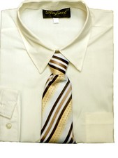 BOYS RECITAL, PARTY, LONG SLEEVE DRESS SHIRT / TIE, IVORY SZ  4T,4,5,12