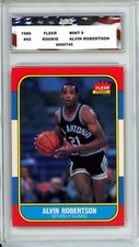 1986 Fleer #92 Alvin Robertson AGC 9 Mint Rookie RC San Antonio Spurs