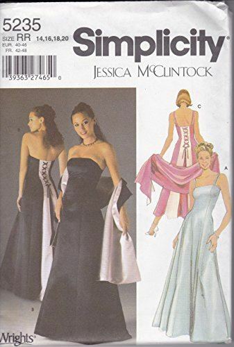 Simplicity Sewing Pattern 5235 Jessica McClintock Miss Evening Dress Size 14-20 - Picture 1 of 1