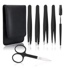 Premium Tweezers Set 6-Piece Professional Stainless Eyebrow Hair Pluckers