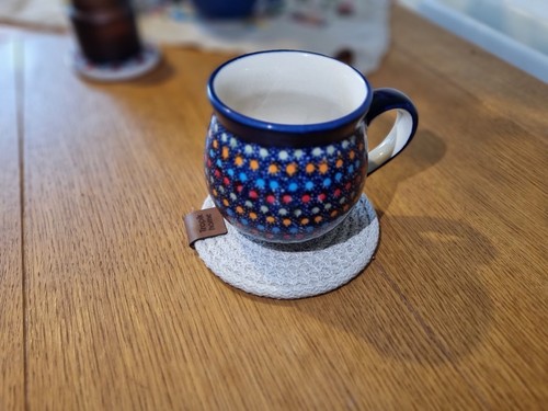 Round Cotton Placemats & Coasters Set 12" Handmade Grey Cream Charcoal - Picture 8 of 43
