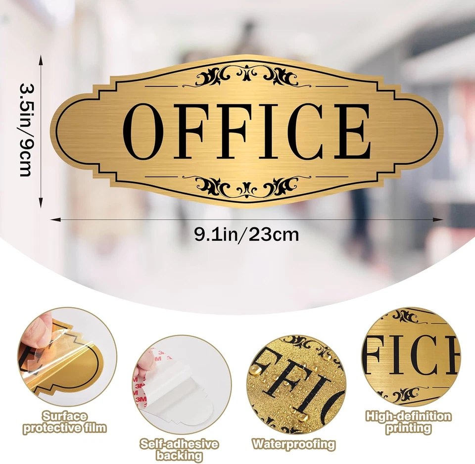 Letrero de puerta de oficina para hogar y negocios, autoadhesivo impermeable y desvanecimiento Foto 2 de 4