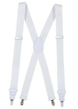 Suspenders for Men X-Back Clip on Leather Crosspatch Regular - 46 Inches White