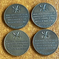 (1) ONE Original Vintage USS Olympia Coin Made From Dewey's Flagship Propeller