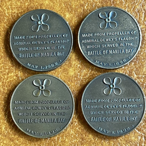 (1) ONE Original Vintage USS Olympia Coin Made From Dewey's Flagship Propeller