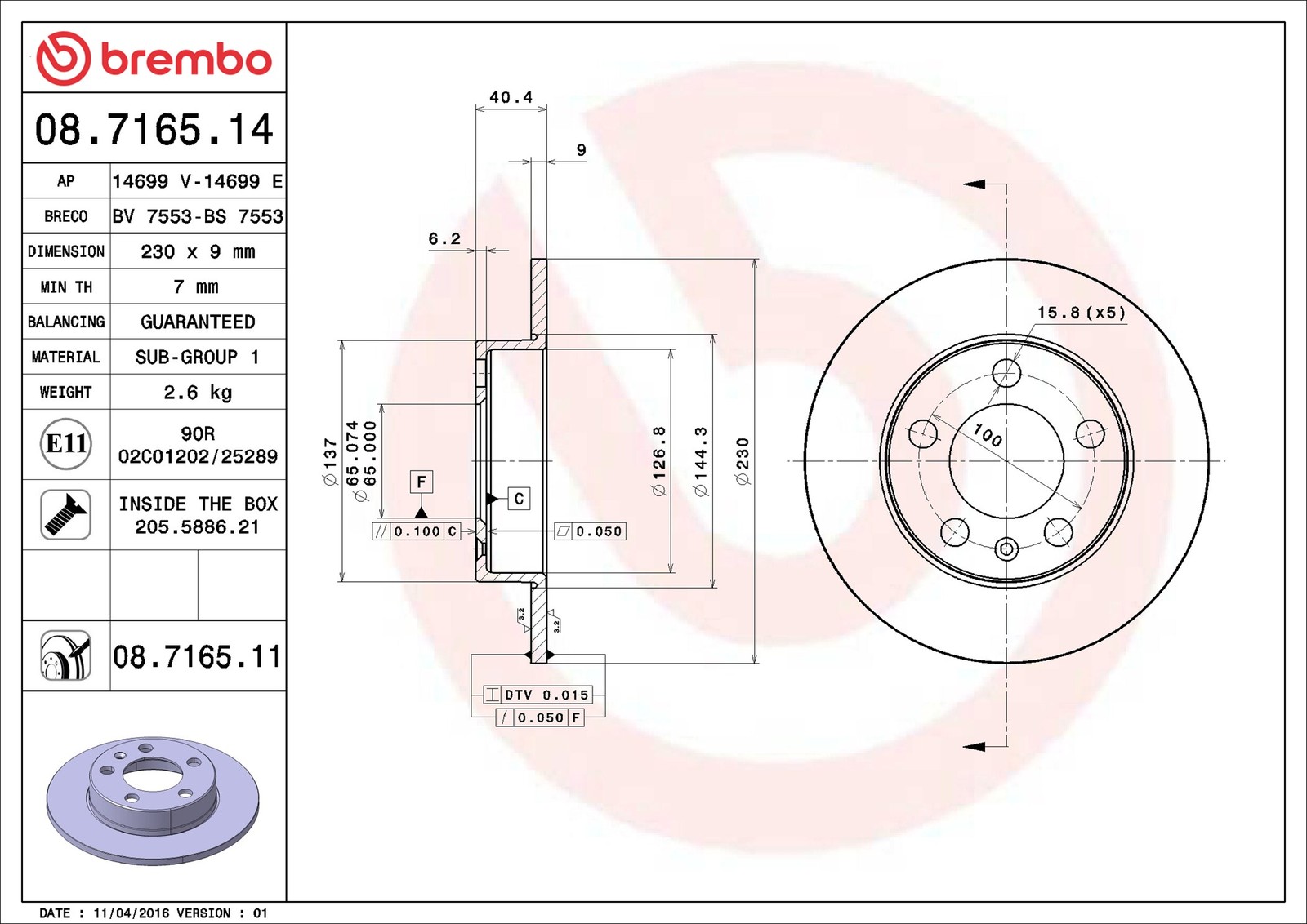 Für BREMBO 08.7165.11 Brake disc 1 pc. 08.7165.11 ​​​​Brembo offers every vehic - Bild 11