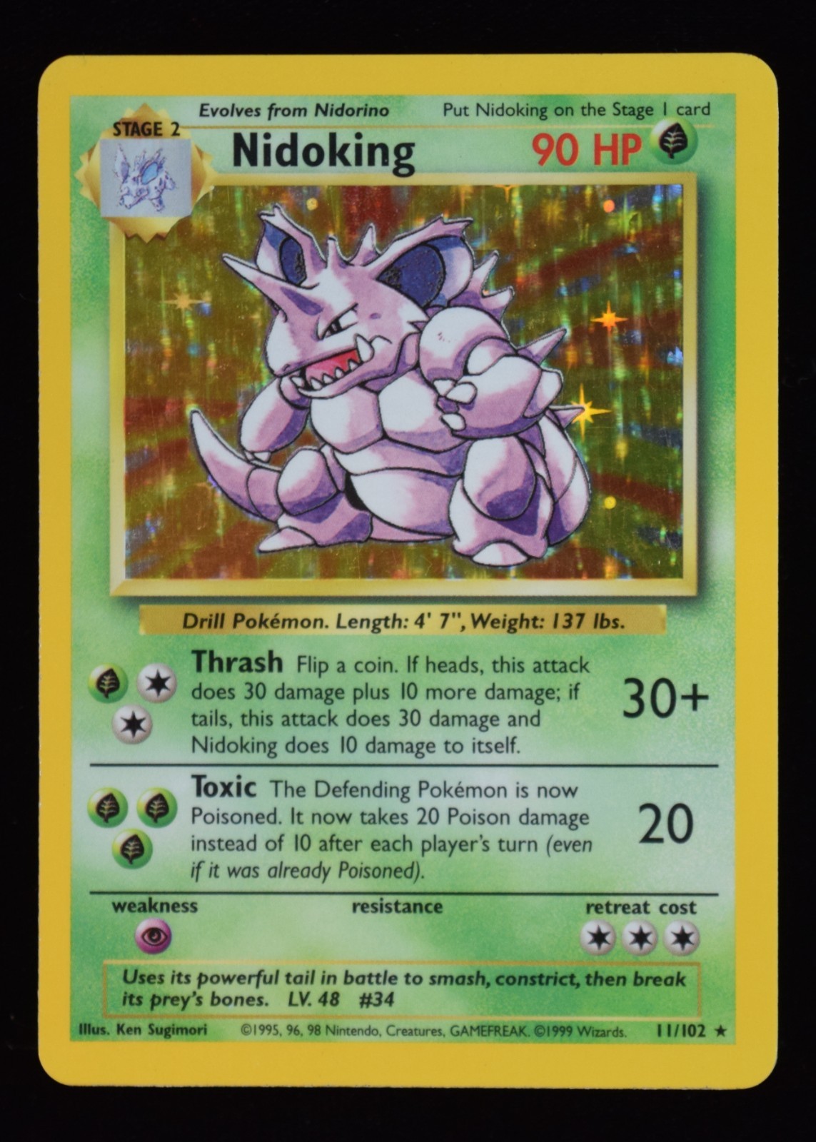 Nidoking Holo - 11/102 - Base Set - Pokemon Card