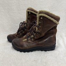 Timberland Women's UK 7 Mount Holly Sherpa Leather Walking Boots Brown Hiking