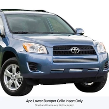 For Toyota RAV4 09-12 APG 4-Pc Polished 8x6 mm Horizontal Billet Bumper Grille