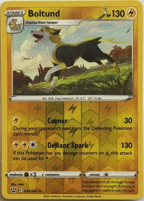 Boltund Battle Styles 053/163 Reverse Holo Rare 2021 Pokemon TCG Near Mint