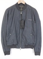 Richmond Herrenjacke 48 Grau Gestreift Baumwolle Bomber Langarm Freizeit