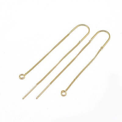 10pcs Brass Stud Earring Findings w/ Loop Ear Threads Golden for Earrings Making