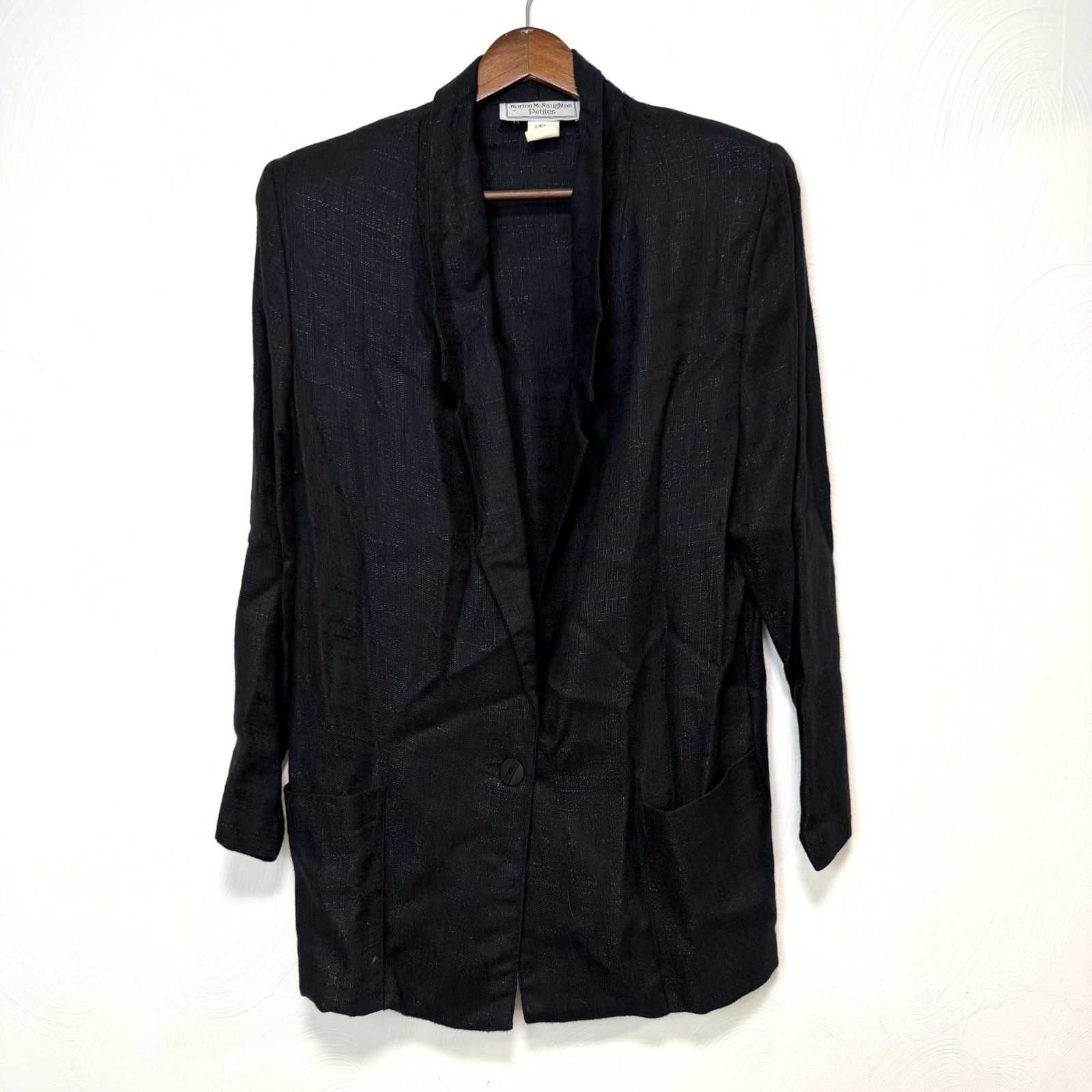 Vintage Norton McNaughton Petites Women's Black Blazer Jacket Size 12 USA Made