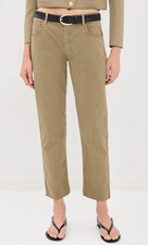 Nili Lotan East Hampton Pant Size 12 Taupe Khaki Stretch Cotton Raw Hem
