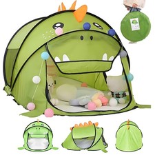 Green Dinosaur Play Tent Pop-Up Structure for Kids with Storage Bag