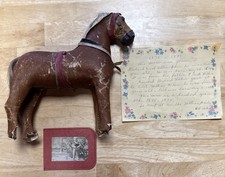 Antique Wood Horse Floor Toy Missing Rolling Cart Circa 1873