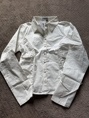 Princess Polly Women s Sta D Up Guy Long Sleeved Ruched Detail Top White Size 10