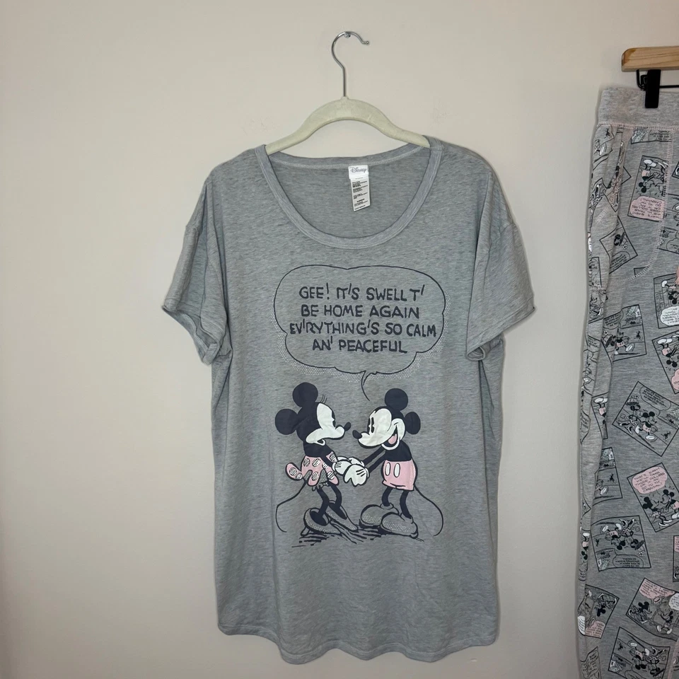 Women's Disney Mickey Minnie Mouse Set of 2 Pajama Set Drawstring Comfy SZ XL - Image 2 of 4