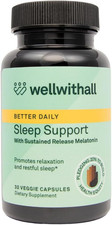 Melatonin Sleep Support 30 Capsules Wellwithall Calm Relax Supplement