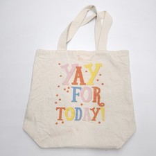 Vintage Tote Yay For Today! Cotton Shopping Bag Made In USA Teacher