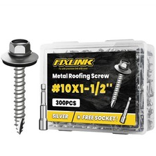 Metal Roofing Screws 10 x 1.5  300 pcs Hex Head Washer Self Tapping RustProof