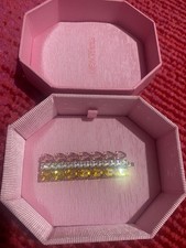 SWAROVSKI Gold Pink Crystal Silver Hair Clip