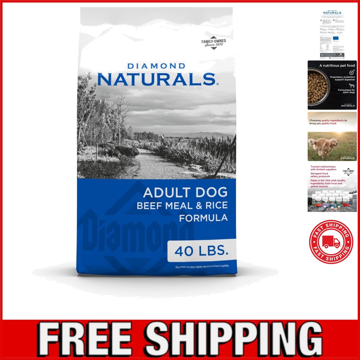 Grain-Free Adult Dog Beef Meal & Rice - 40 lbs of Healthy Nu