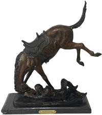 LRG Heavy Bronze Sculpture horse Esquarium FREDERIC REMINGTON Wicked Pony VTG