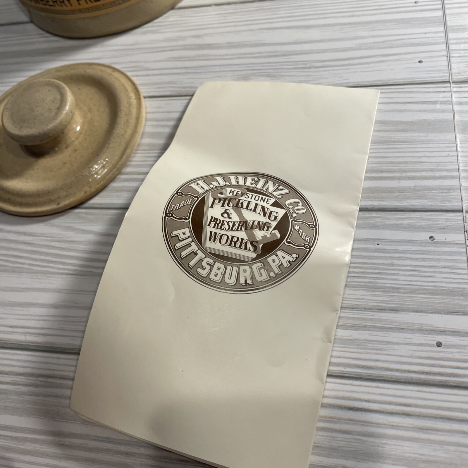 Vintage Heinz Strawberry Preserves Stoneware Crock Bail Handle 1992 Replica